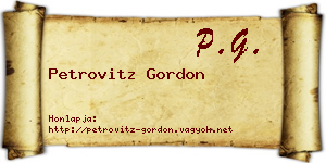 Petrovitz Gordon névjegykártya